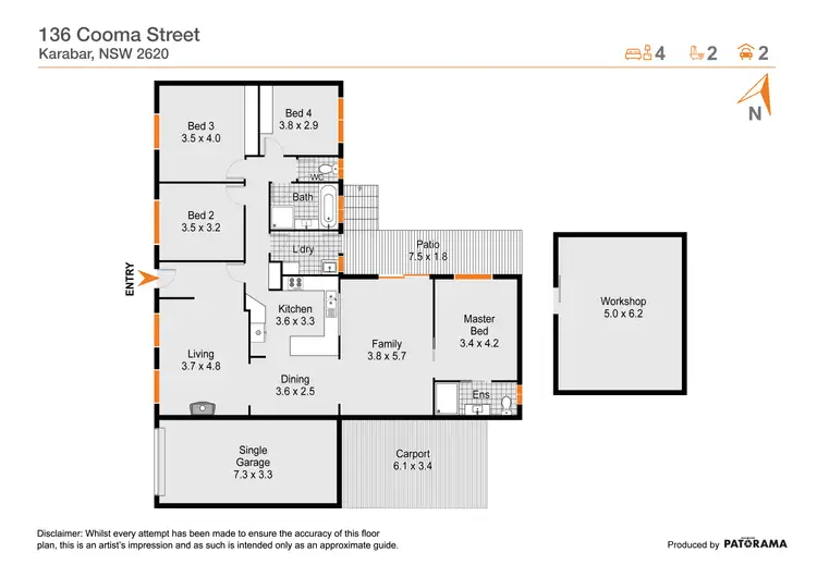 Floorplan of Homely house listing, 136 Cooma Street, Karabar NSW 2620