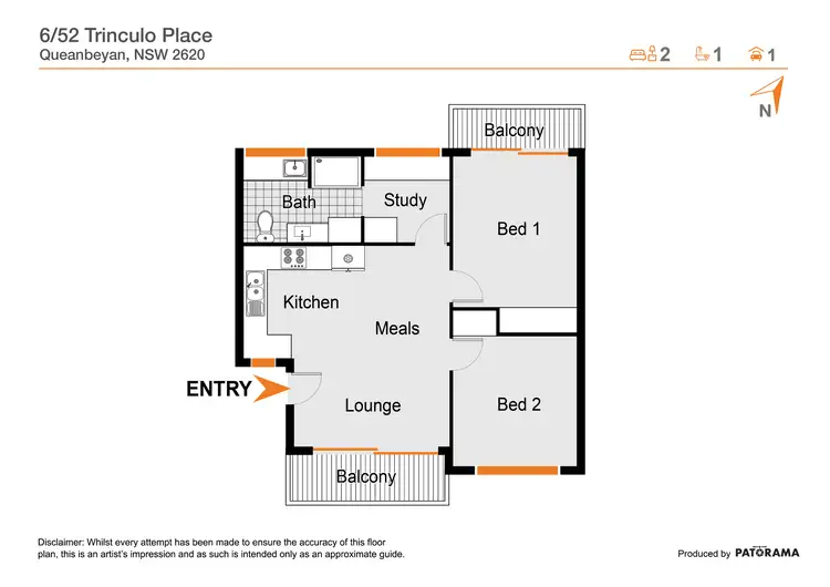 Floorplan of Homely unit listing, 6/52-54 Trinculo Place, Queanbeyan East NSW 2620