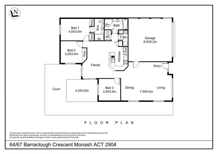 Floorplan of Homely townhouse listing, 64/67 Barraclough Crescent, Monash ACT 2904