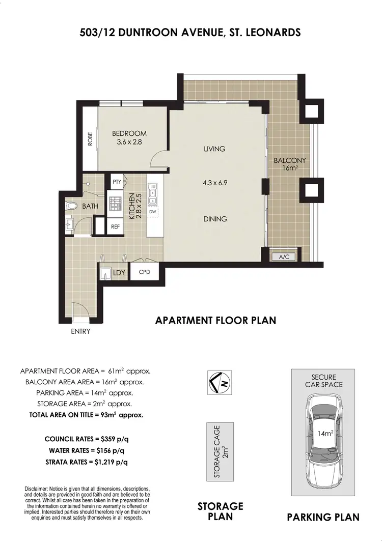 Floorplan of Homely apartment listing, 503/12 Duntroon Avenue, St Leonards NSW 2065