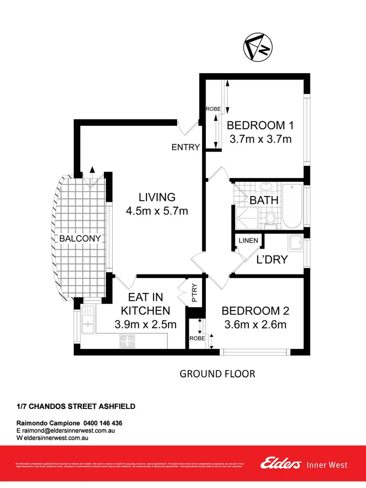 Floorplan of Homely unit listing, 1/7 Chandos Street, Ashfield NSW 2131