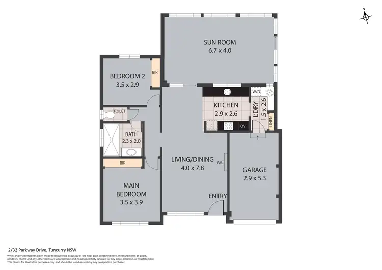 Floorplan of Homely villa listing, 2/32 Parkway Drive, Tuncurry NSW 2428