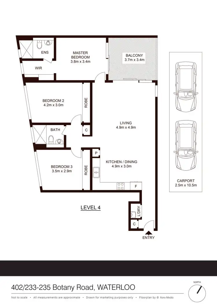 Floorplan of Homely apartment listing, 402/233-235 Botany Road, Waterloo NSW 2017