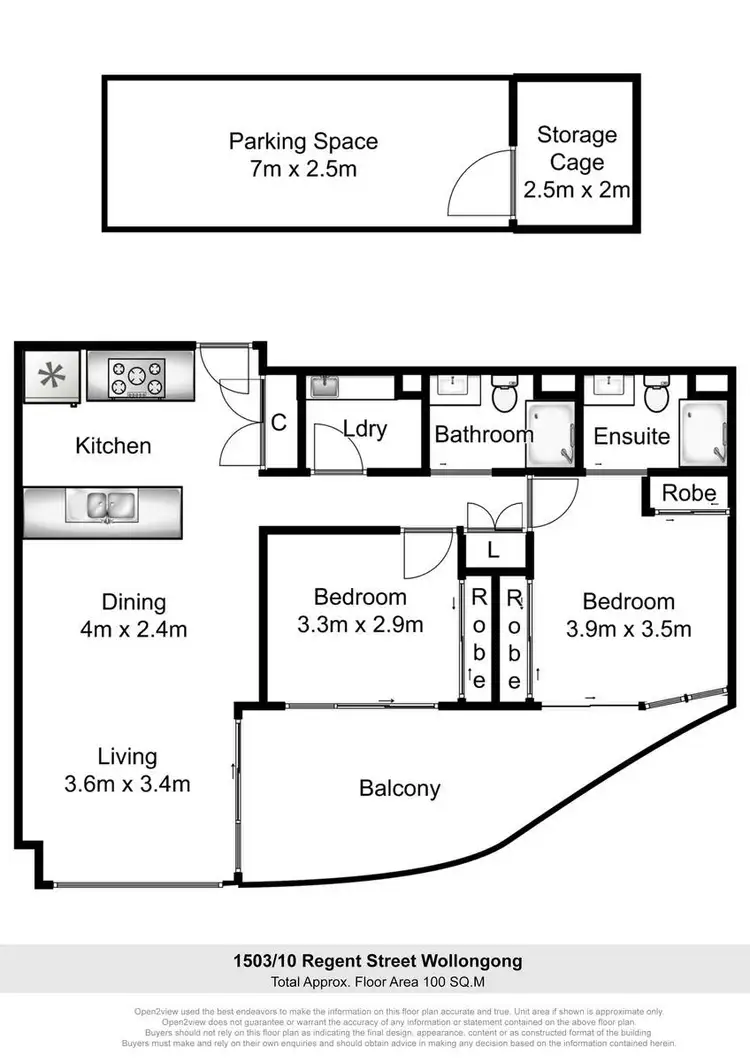 Floorplan of Homely apartment listing, 1503/10 Regent Street, Wollongong NSW 2500