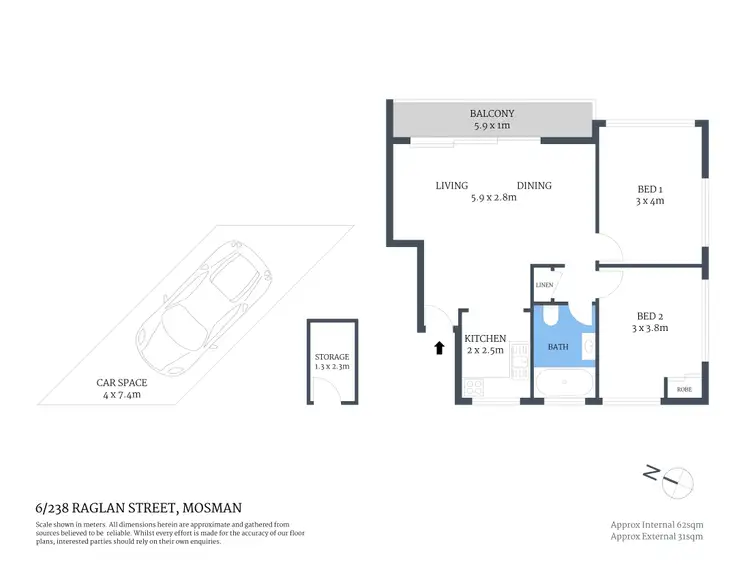 Floorplan of Homely apartment listing, 6/238 Raglan Street, Mosman NSW 2088
