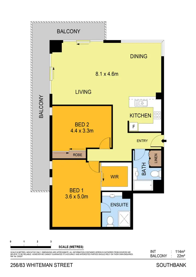 Floorplan of Homely apartment listing, 256/83 Whiteman Street, Southbank VIC 3006