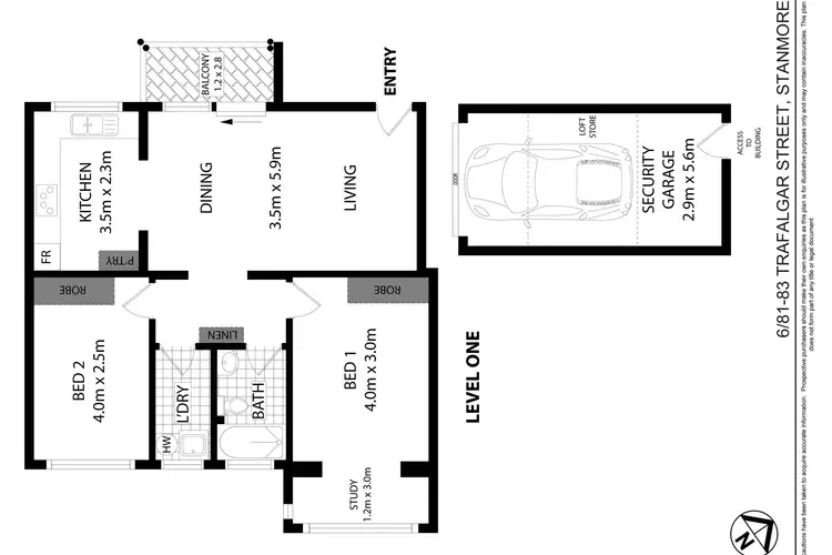 Floorplan of Homely apartment listing, 6/81-83 Trafalgar Street, Stanmore NSW 2048