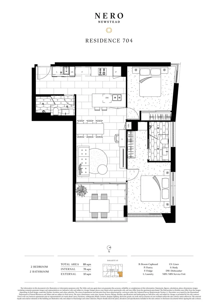 Floorplan of Homely apartment listing, 704/71 Doggett Street, Newstead QLD 4006