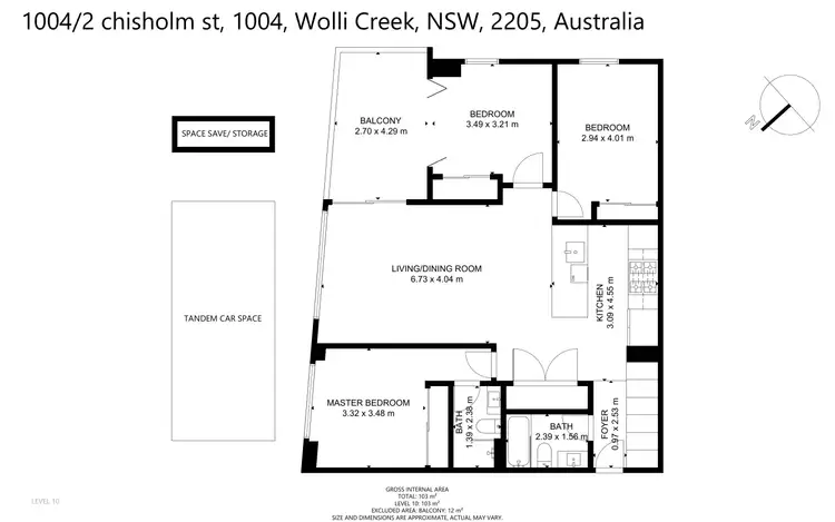 Floorplan of Homely apartment listing, 1004/2 Chisholm Street, Wolli Creek NSW 2205
