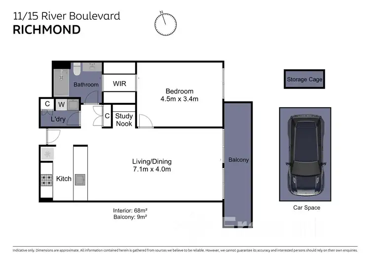 Floorplan of Homely apartment listing, 11/15 River Boulevard, Richmond VIC 3121