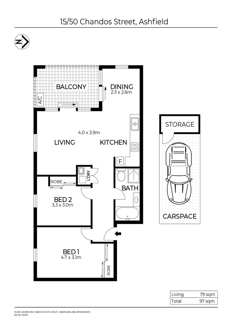 Floorplan of Homely unit listing, 15/50 Chandos Street, Ashfield NSW 2131