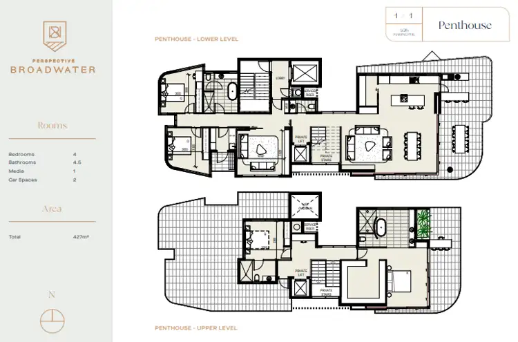 Floorplan of Homely apartment listing, Level 7-8/Penthouse/536 Marine Parade, Biggera Waters QLD 4216