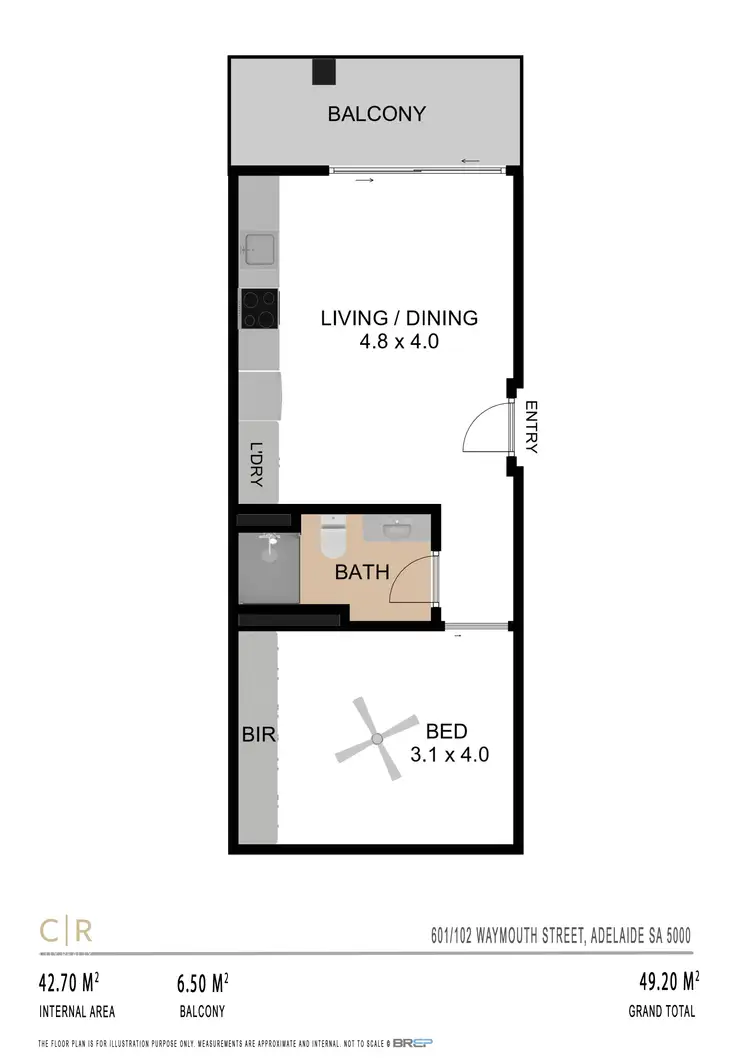 Floorplan of Homely unit listing, 601/102 Waymouth Street, Adelaide SA 5000