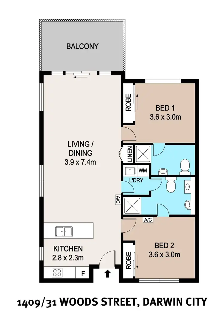Floorplan of Homely apartment listing, 1409/31 Woods Street, Darwin City NT 800