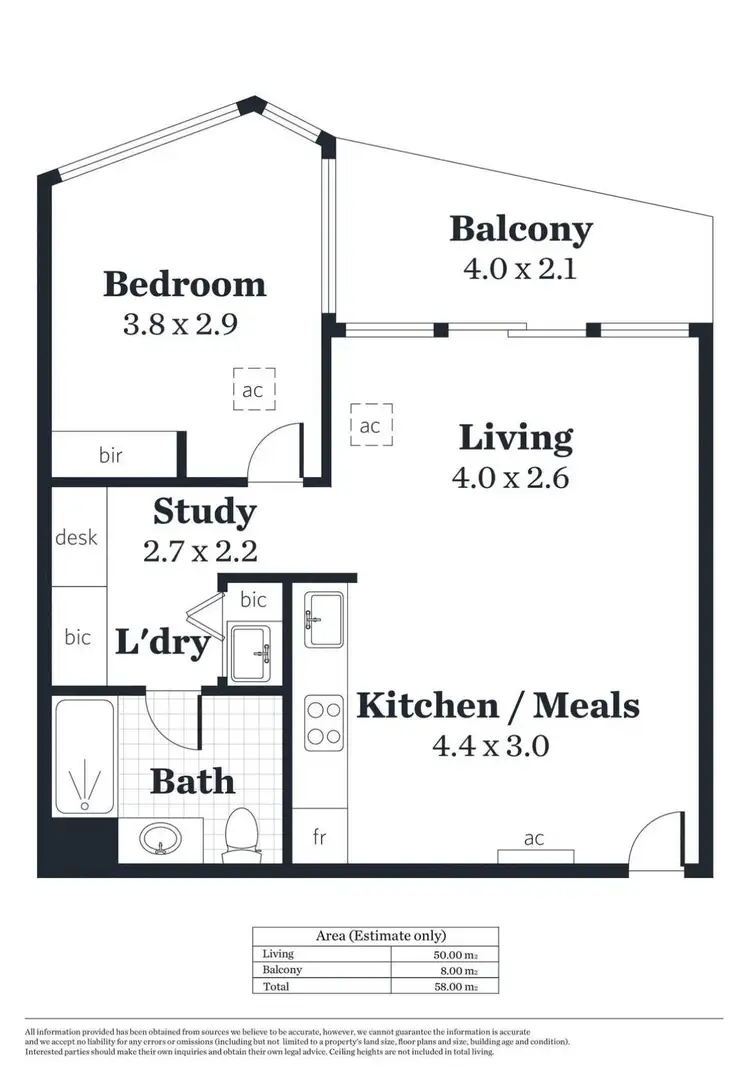 Floorplan of Homely apartment listing, 1709/421 King William Street, Adelaide SA 5000