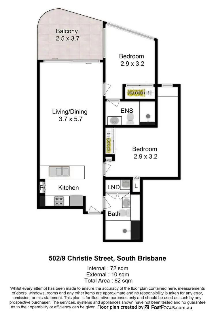 Floorplan of Homely apartment listing, 502/9 Christie Street, South Brisbane QLD 4101