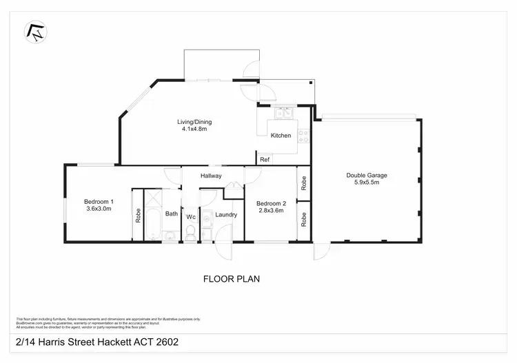 Floorplan of Homely semi-detached listing, 2/14 Harris Street, Hackett ACT 2602