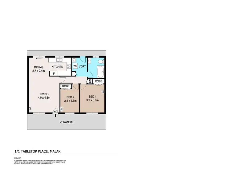 Floorplan of Homely unit listing, 1/1 Tabletop Place, Malak NT 812