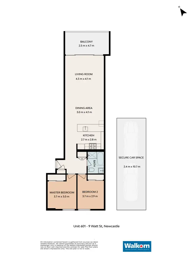 Floorplan of Homely apartment listing, 601/9 Watt Street, Newcastle NSW 2300