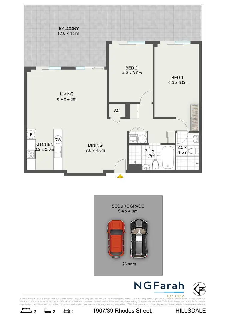 Floorplan of Homely apartment listing, 1907/39 Rhodes Street, Hillsdale NSW 2036