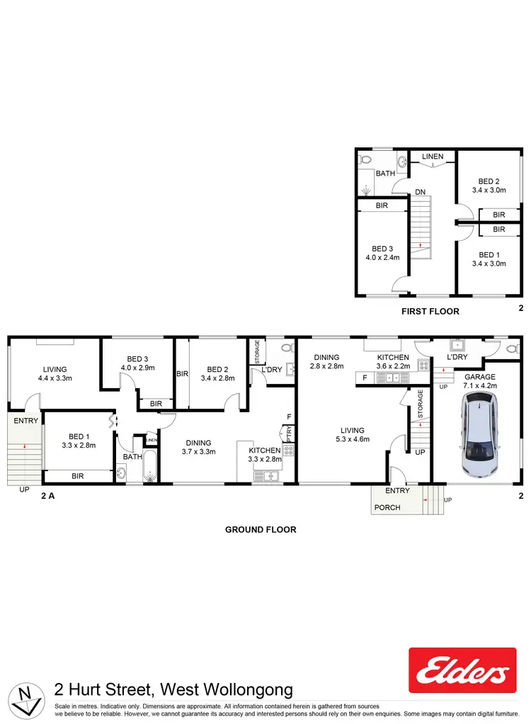 Floorplan of Homely semi-detached listing, 2 Hurt Street, West Wollongong NSW 2500