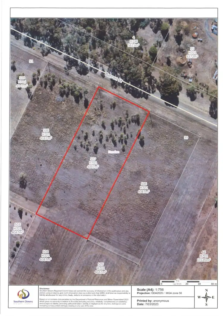 Floorplan of Homely land listing, Lot 507 Barron Street, Hendon QLD 4362