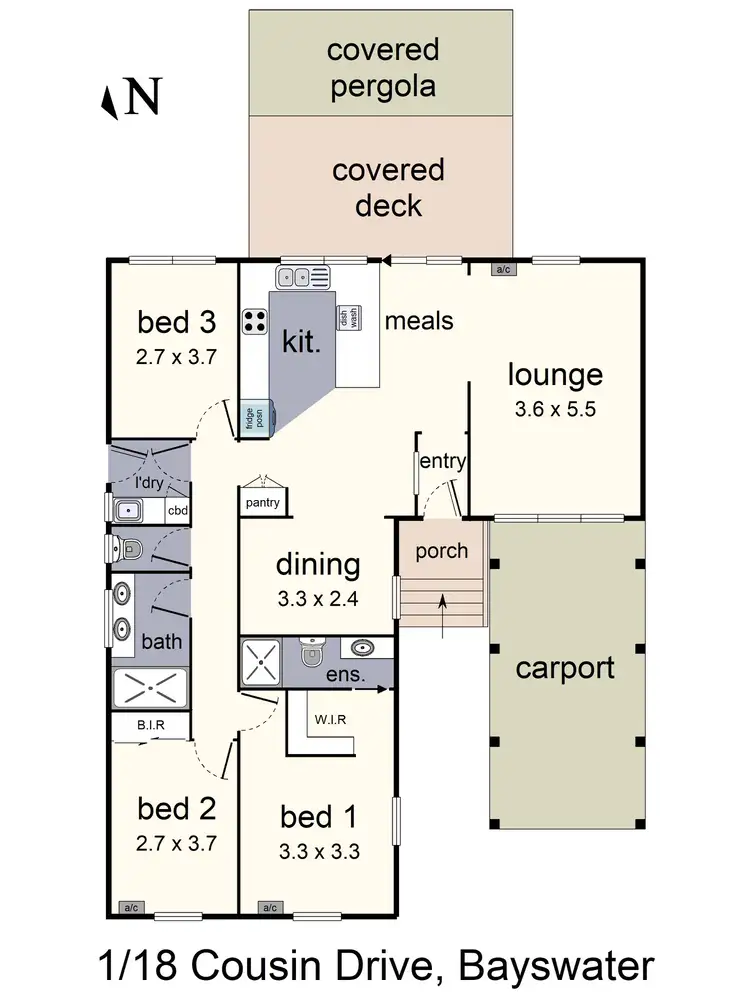 Floorplan of Homely unit listing, 1/18 Cousin Drive, Bayswater VIC 3153