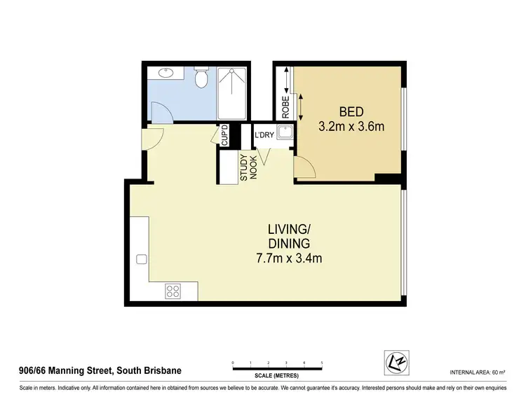 Floorplan of Homely unit listing, 906/66 Manning Street, South Brisbane QLD 4101