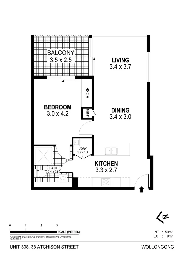 Floorplan of Homely unit listing, 308/38 Atchison Street, Wollongong NSW 2500