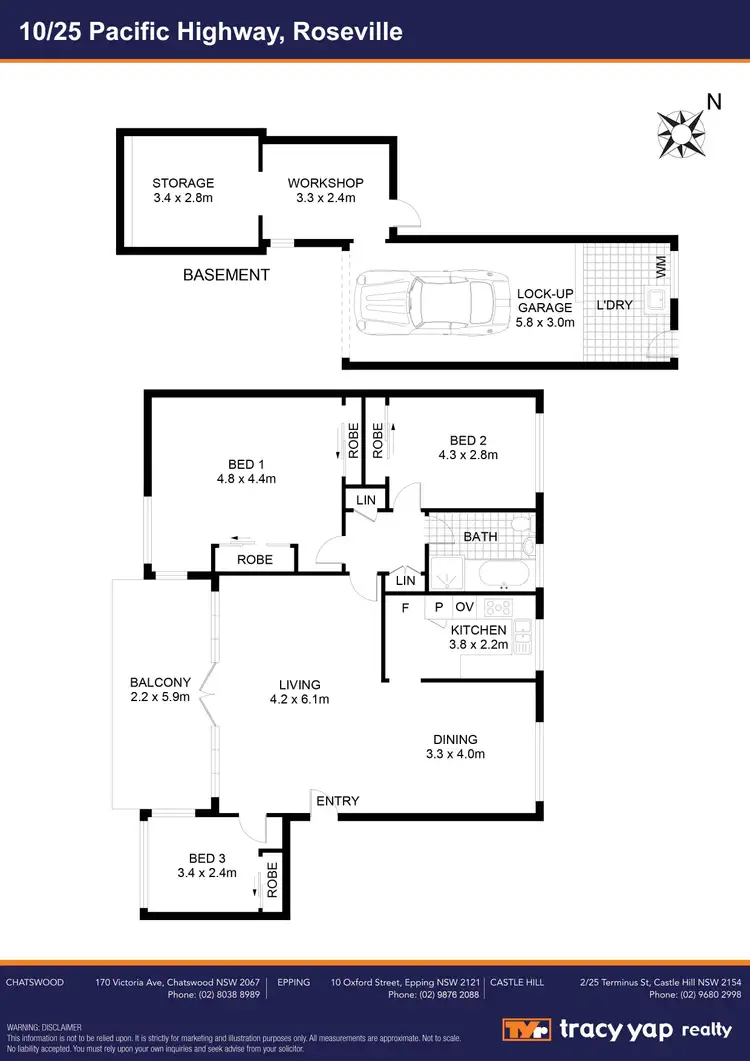 Floorplan of Homely apartment listing, 10/25 Pacific Highway, Roseville NSW 2069