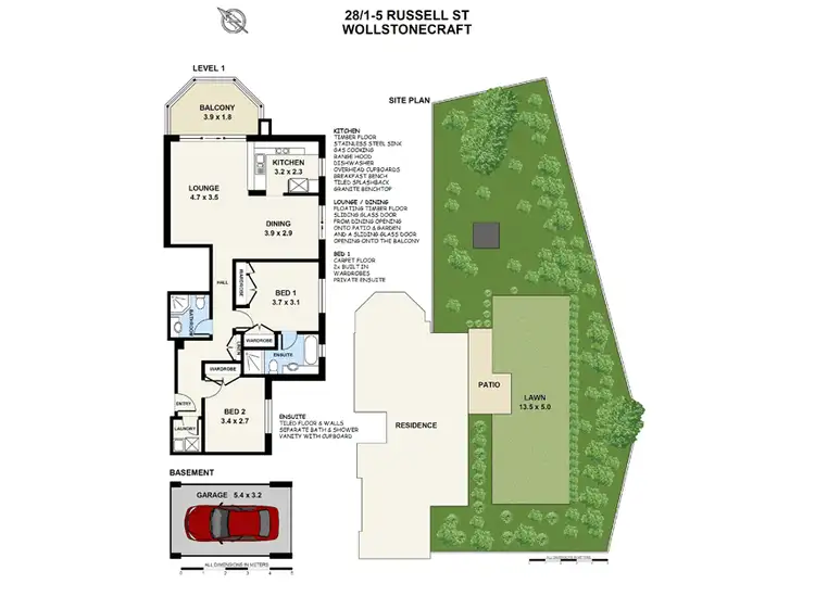 Floorplan of Homely apartment listing, 28/1-5 Russell Street, Wollstonecraft NSW 2065