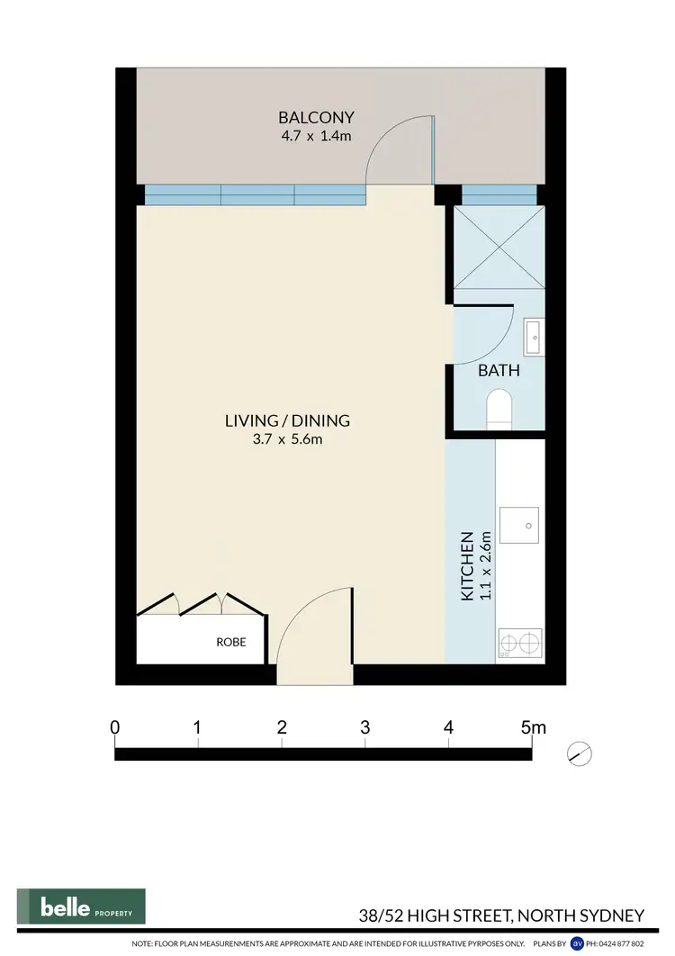 Floorplan of Homely studio listing, 38/52 High Street, North Sydney NSW 2060