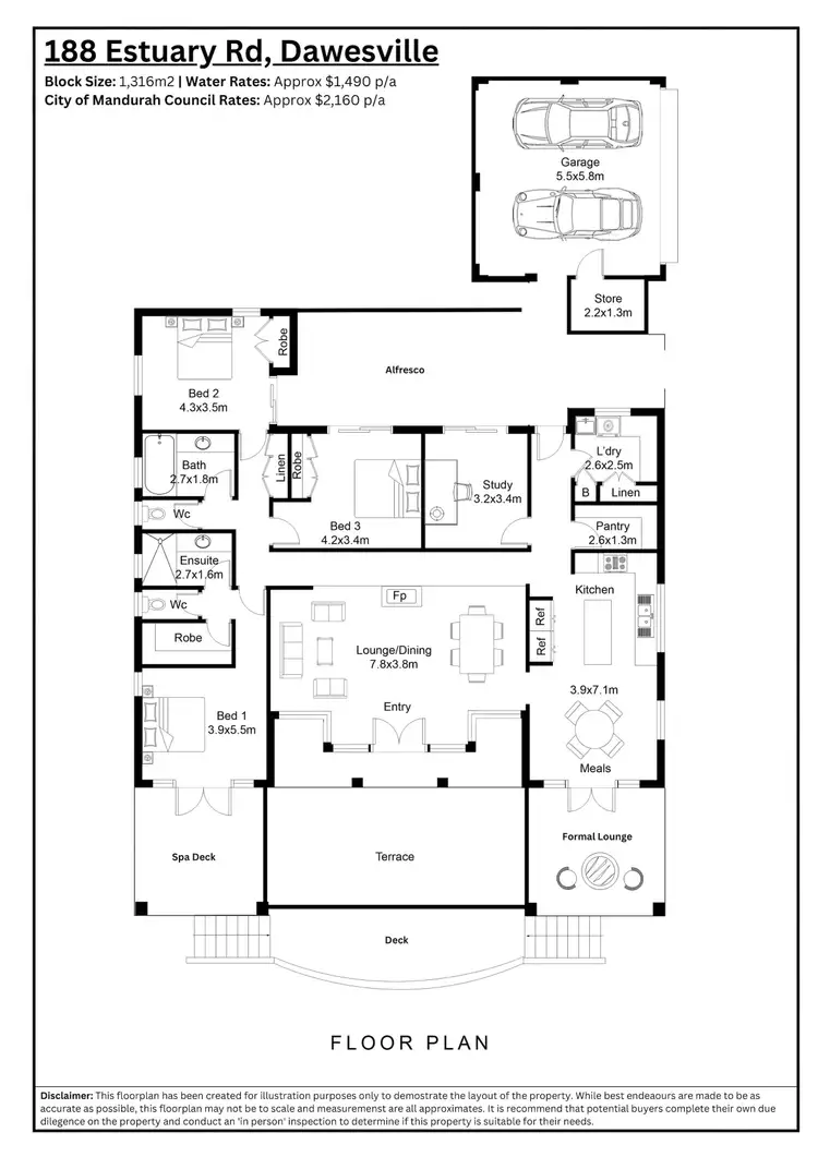 Floorplan of Homely house listing, 188 Estuary Road, Dawesville WA 6211