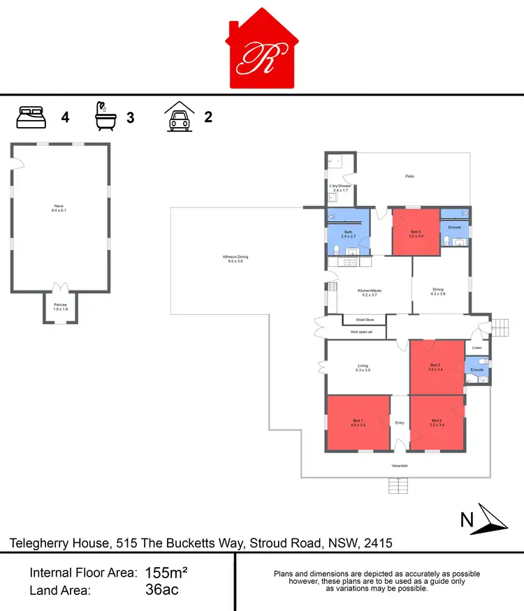 Floorplan of Homely rural property listing, 515 The Bucketts Way, Stroud NSW 2425