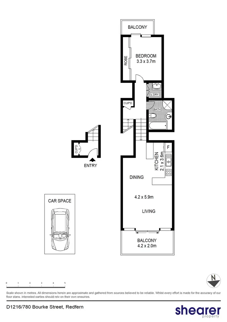 Floorplan of Homely unit listing, D1216/780 Bourke Street, Redfern NSW 2016
