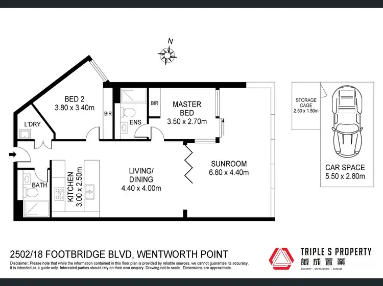 Floorplan of Homely apartment listing, 2502/18 Footbridge Boulevard, Wentworth Point NSW 2127