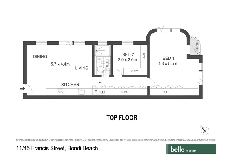 Floorplan of Homely apartment listing, 11/45 Francis Street, Bondi Beach NSW 2026