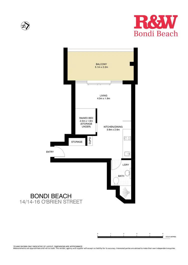 Floorplan of Homely studio listing, 14/14-16 O'Brien Street, Bondi Beach NSW 2026