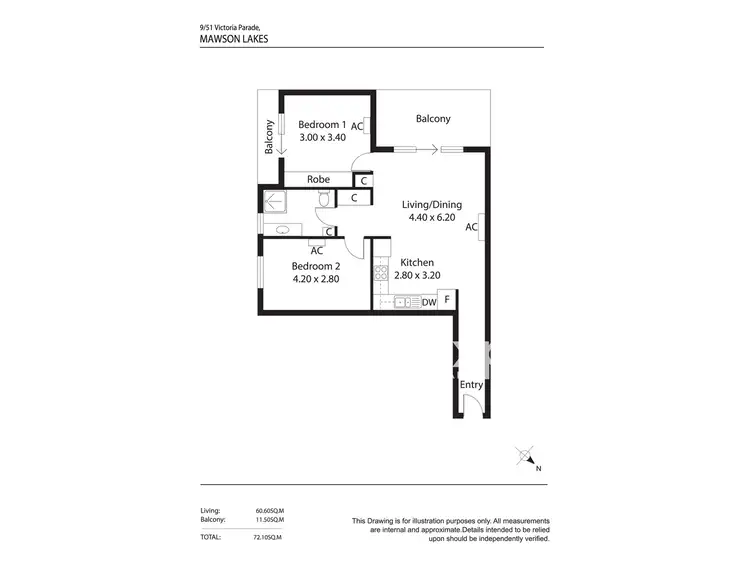Floorplan of Homely unit listing, 9/51 Victoria Parade, Mawson Lakes SA 5095