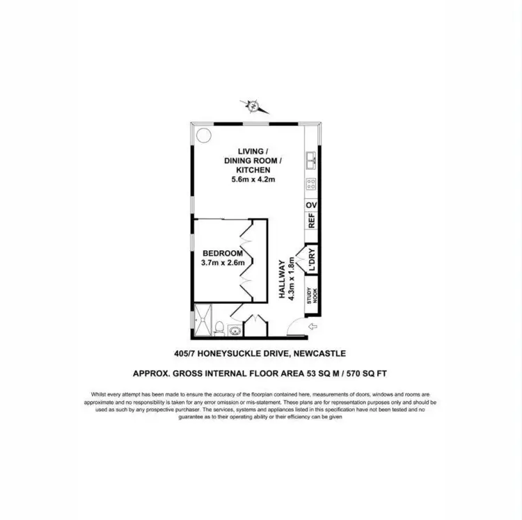 Floorplan of Homely apartment listing, 405/7 Honeysuckle Drive, Newcastle NSW 2300