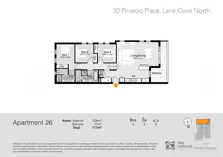 Floorplan of Homely apartment listing, 26/30 Pinaroo Place, Lane Cove North NSW 2066