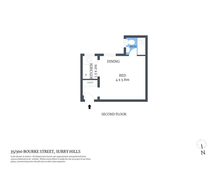Floorplan of Homely studio listing, 35/360 Bourke Street, Surry Hills NSW 2010