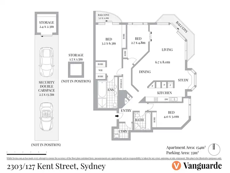 Floorplan of Homely apartment listing, 2303/127 Kent Street, Sydney NSW 2000
