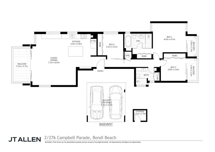 Floorplan of Homely apartment listing, 2/276 Campbell Parade, Bondi Beach NSW 2026