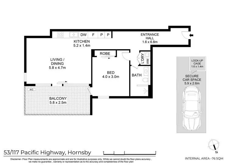 Floorplan of Homely unit listing, 53/117-119 Pacific Highway, Hornsby NSW 2077