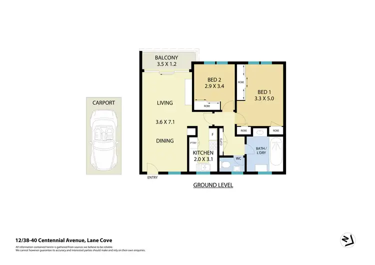 Floorplan of Homely apartment listing, 12/38-40 Centennial Avenue, Lane Cove NSW 2066