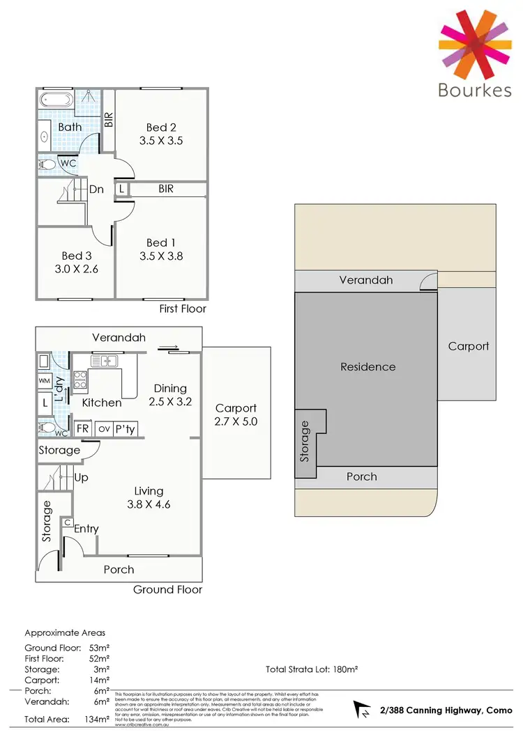 Floorplan of Homely townhouse listing, 2/388 Canning Highway, Como WA 6152
