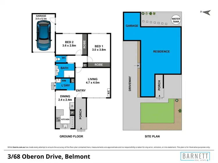 Floorplan of Homely unit listing, 3/68 Oberon Drive, Belmont VIC 3216