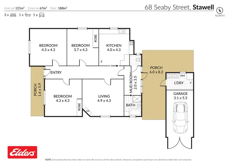 Floorplan of Homely house listing, 68 Seaby Street, Stawell VIC 3380