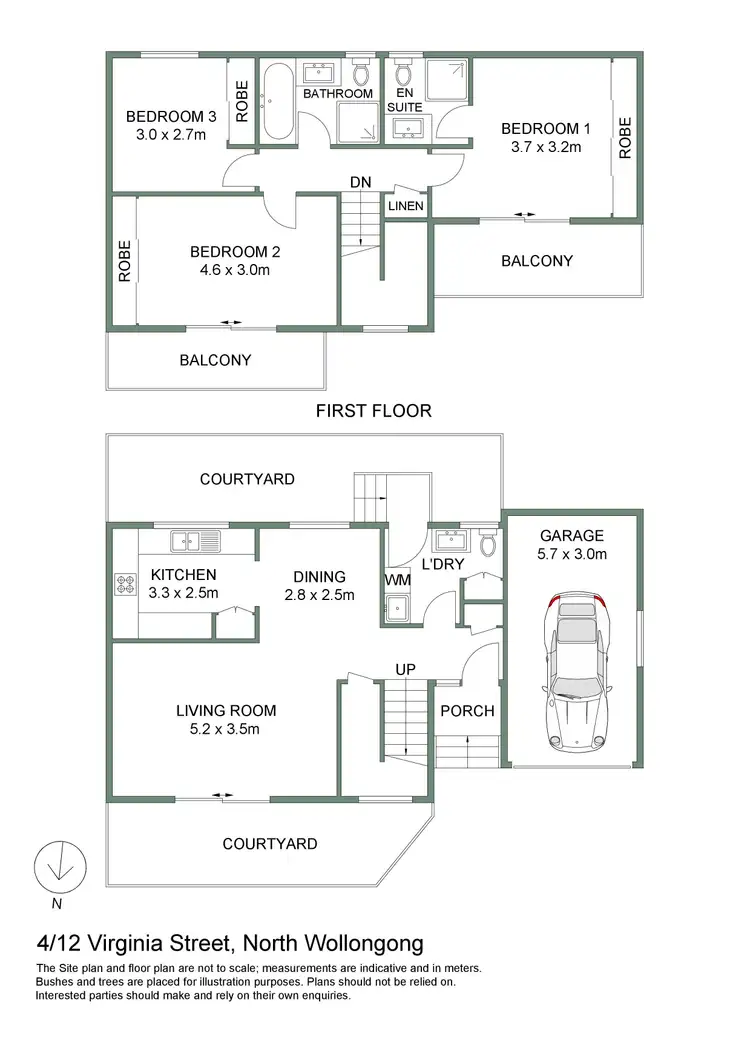 Floorplan of Homely townhouse listing, 4/12 Virginia Street, North Wollongong NSW 2500